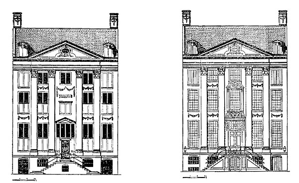 Herengracht 507 Voorzijde van het pand links uit 1676, recht uit 1740