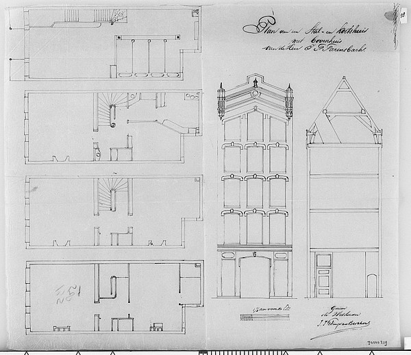 Herengracht 095 tekening 1864 SAA