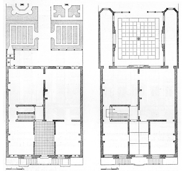 Herengracht 507 Plattegrond van het pand links uit 1676, recht uit 1740