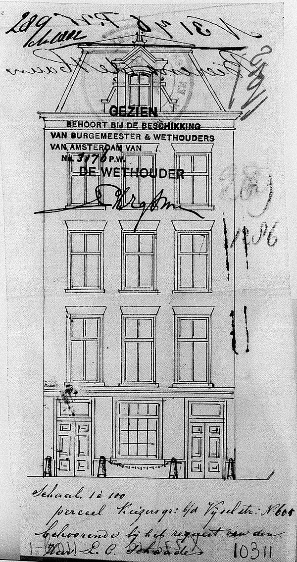 Keizersgracht 605 bouwtekening 1882 SAA