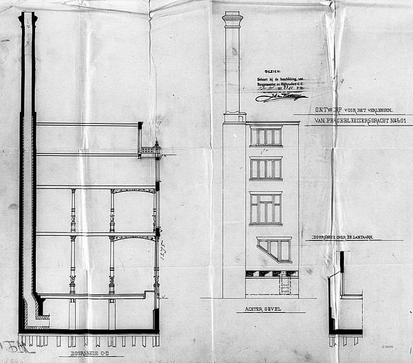 Keizersgracht 601 Vijzelstraat 79-81 bouwtekening 1896 2 SAA