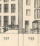 Herengracht 153, door de gang. Tekening Caspar Philips