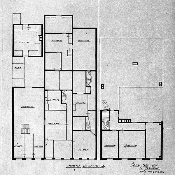 Keizersgracht 271 - 273 - 275 plattegr 2e-3e 1919 zw 3e